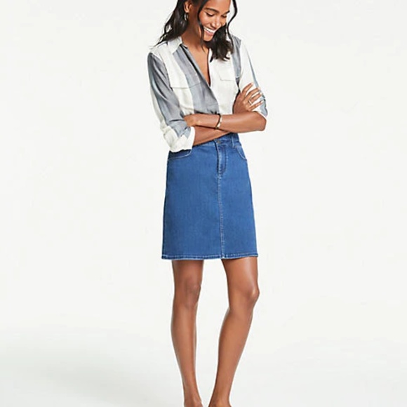 Ann Taylor Dresses & Skirts - NWT Ann Taylor Womens Petite Three Button Denim Skirt